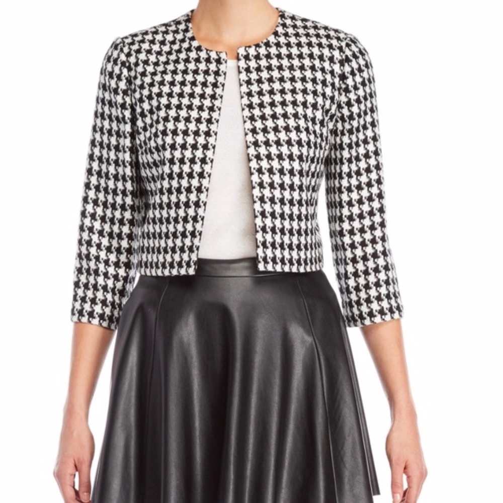 Karl Lagerfeld Houndstooth Cropped Jacket
